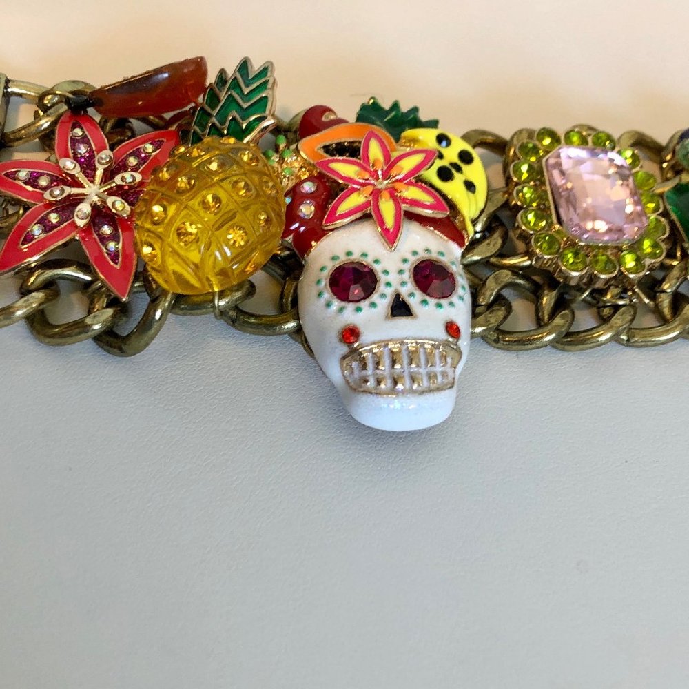 Betsey Johnson Skull Face Wide Toggle Bracelet